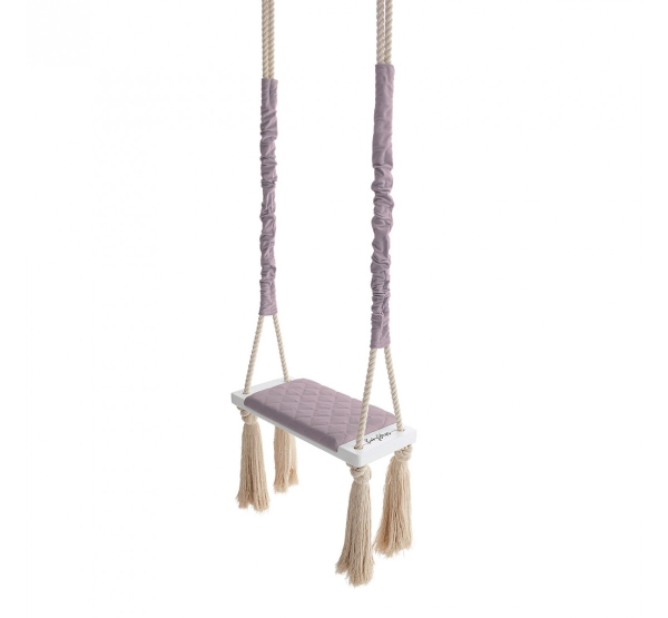 huśtawka z frędzlami różowa Wood Swing