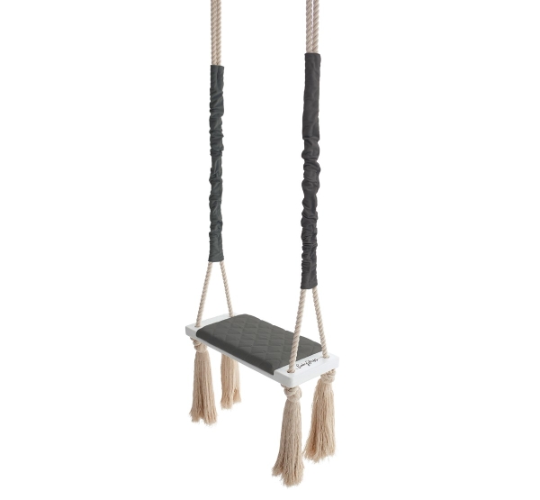 huśtawka z frędzlami ciemnoszara Wood Swing