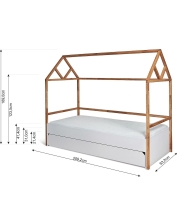 Bellamy łóżko domek Lotta 90x200 szare + szuflada