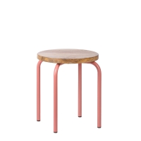 2 krzesełka/ taborety metalowo-drewniane różowe