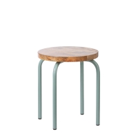 2 krzesełka/ taborety metalowo-drewniane zielone