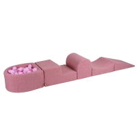 Meowbaby piankowy zestaw do zabawy z mini basenem Boucle różowy+ 100 piłek